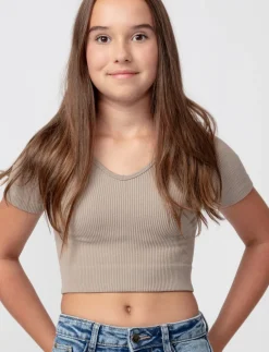 Cropped V-neck T-shirt