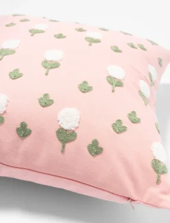 Cushion with Embroidered Flowers