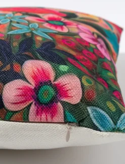 Cushion with Floral Print and Solid Back