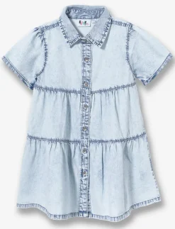 Denim Dress with Shirt Collar - Little Girls