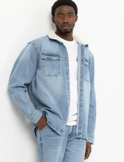 Denim Jacket with Sherpa Collar