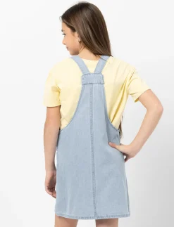 Denim Jumper Dress with Embroidery
