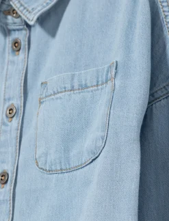 Denim Overshirt with Pocket - Little Girl