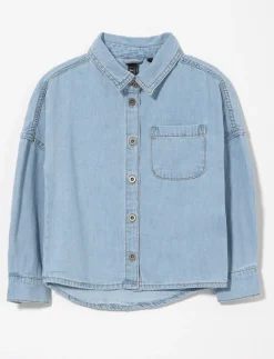 Denim Overshirt with Pocket - Little Girl