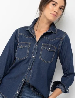 Denim Shirt with Flap Pockets