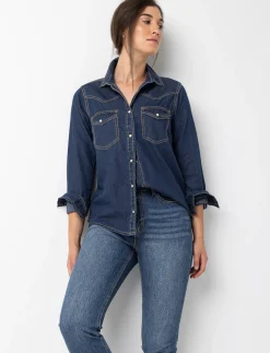 Denim Shirt with Flap Pockets