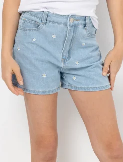 Denim Shorts with Floral Detail