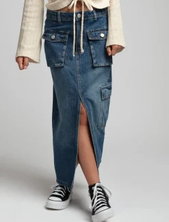 Denim Skirt with Pockets