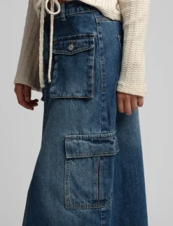 Denim Skirt with Pockets