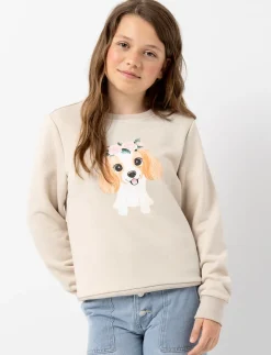 Dog Print Fleece Sweatshirt - Teen Girl