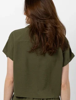 Dolman Sleeve Blouse with Shirt Collar