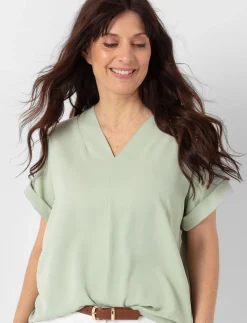 Dolman Sleeve V-neck Blouse