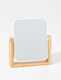 Double-sided Mirror on Bamboo Stand