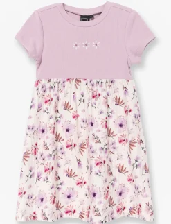 Dress with Floral Patterned Hem
