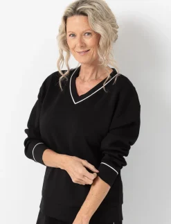 Drop-shoulder V-neck Sweater