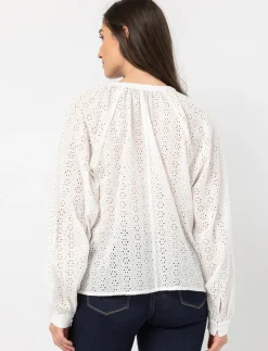 Eyelet Embroidered Puff-sleeve Blouse