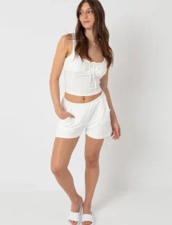 Eyelet Tank Top with Tie Detail