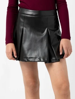 Faux Leather Pleated Skort