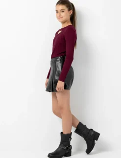 Faux Leather Pleated Skort