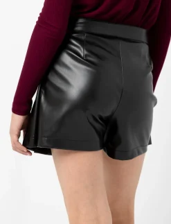 Faux Leather Pleated Skort