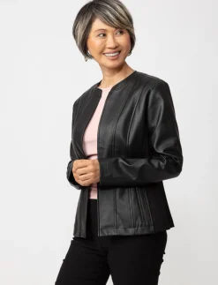 Faux-leather Blazer