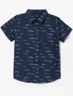 Fish Print Pocket Shirt - Little Boy