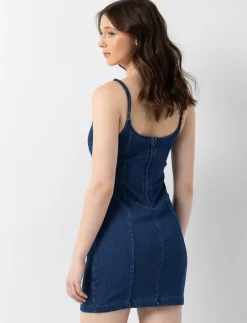 Fitted Denim Dress with Thin Straps