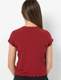 Fitted Ribbed Crew-neck T-shirt