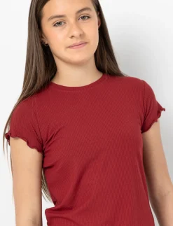 Fitted Ribbed Crew-neck T-shirt