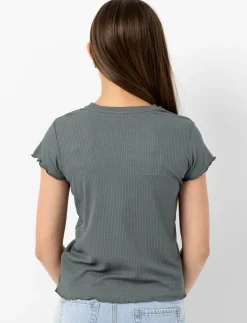 Fitted Ribbed Crew-neck T-shirt