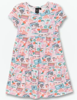 Flared Short-sleeve Dress