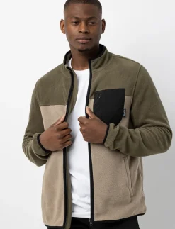 Fleece Zip-up Jacket with High Collar