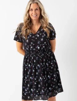 Floral Cinched-waist Dress
