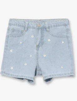 Floral Embroidered Denim Shorts