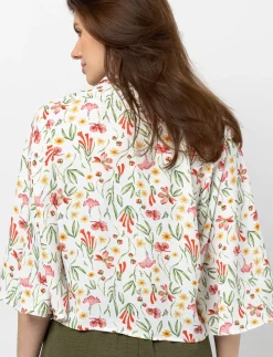 Floral Knot-front Blouse