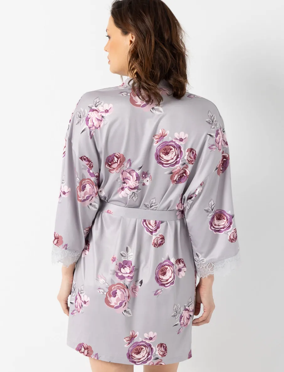 Floral Lace-trimmed Bathrobe