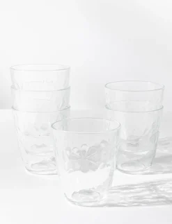 Floral Pattern Glasses - Set of 6