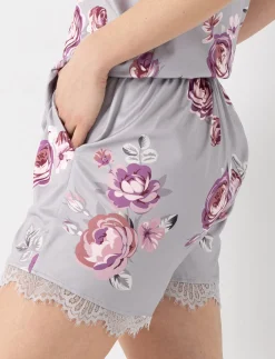 Floral PJ Shorts with Lace Trim