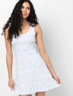 Floral Print Ribbed Dress