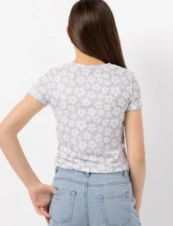 Floral Ribbed T-shirt