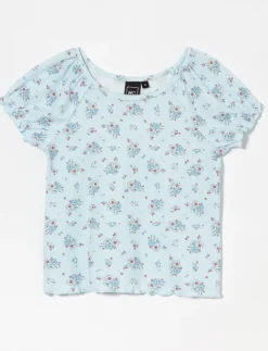 Floral ribbed T-shirt