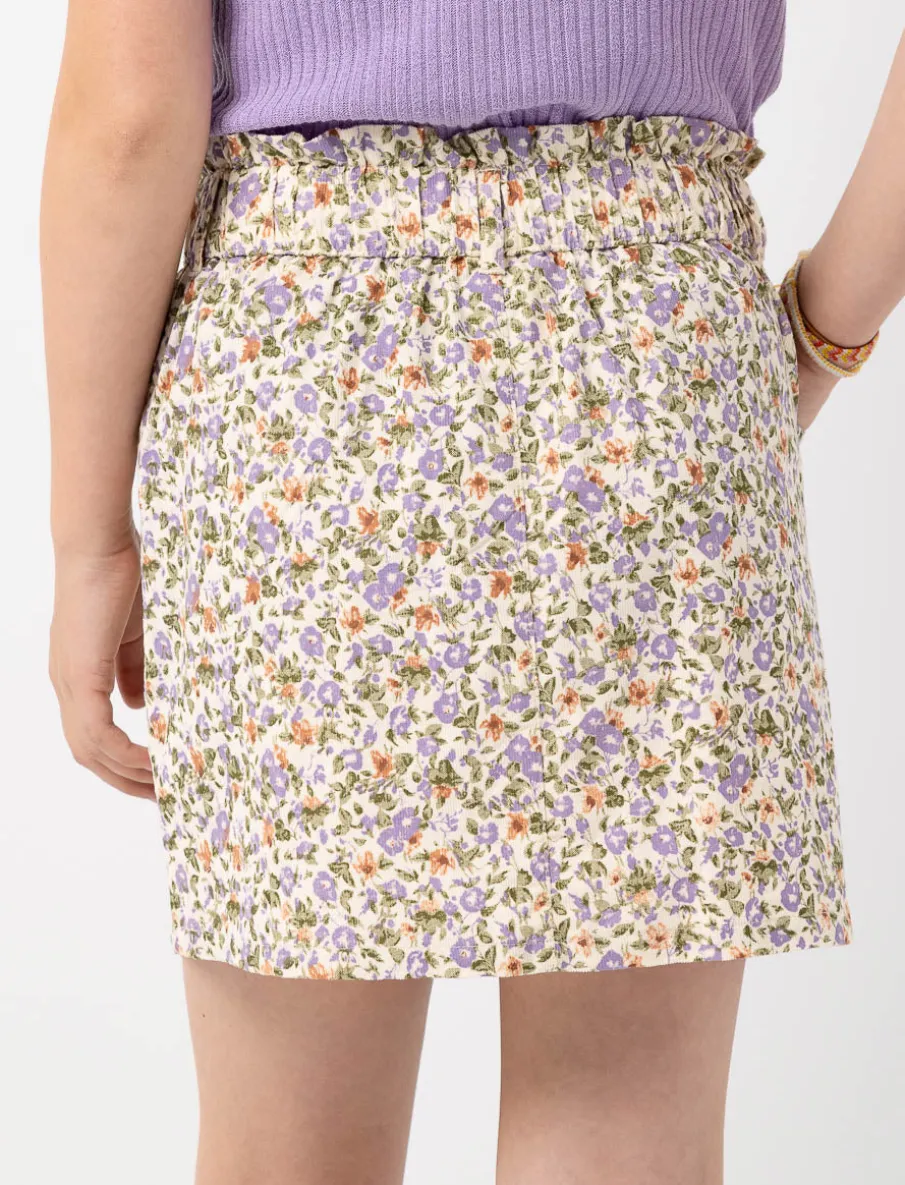 Floral Skirt with Elastic Waist