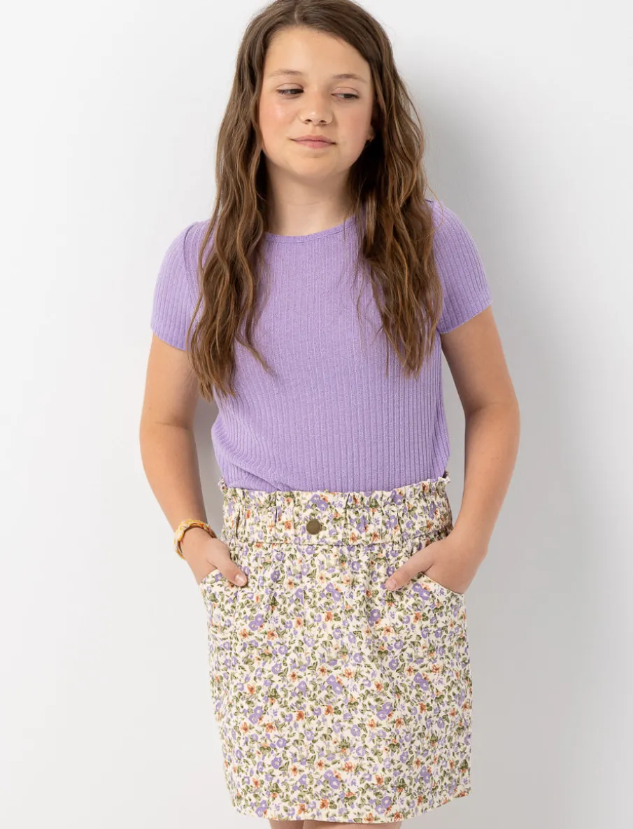 Floral Skirt with Elastic Waist