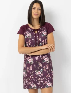 Floral Sleepshirt with Ruffled Sleeves