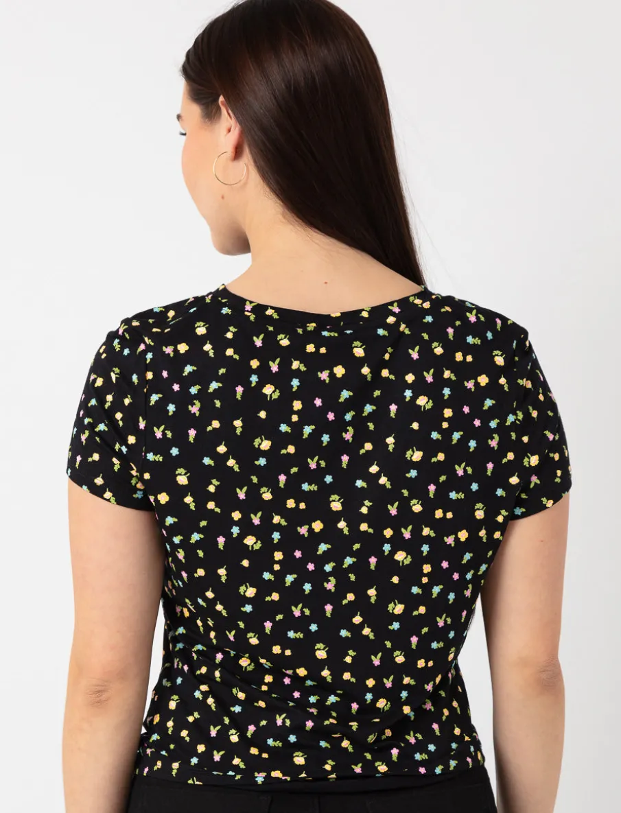 Floral Tie-front T-shirt