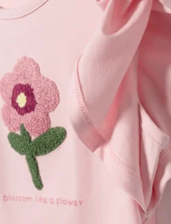 Floral T-shirt with Pleated Sleeves