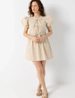 Gingham Tie-front Dress