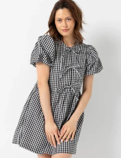 Gingham Tie-front Dress