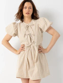 Gingham Tie-front Dress