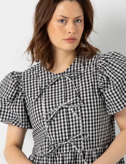 Gingham Tie-front Dress